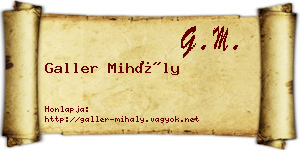 Galler Mihály névjegykártya